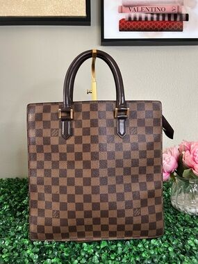 Authentic Louis Vuitton Damier Ebene Venice PM Tote w/ COA and Vibrant Interior